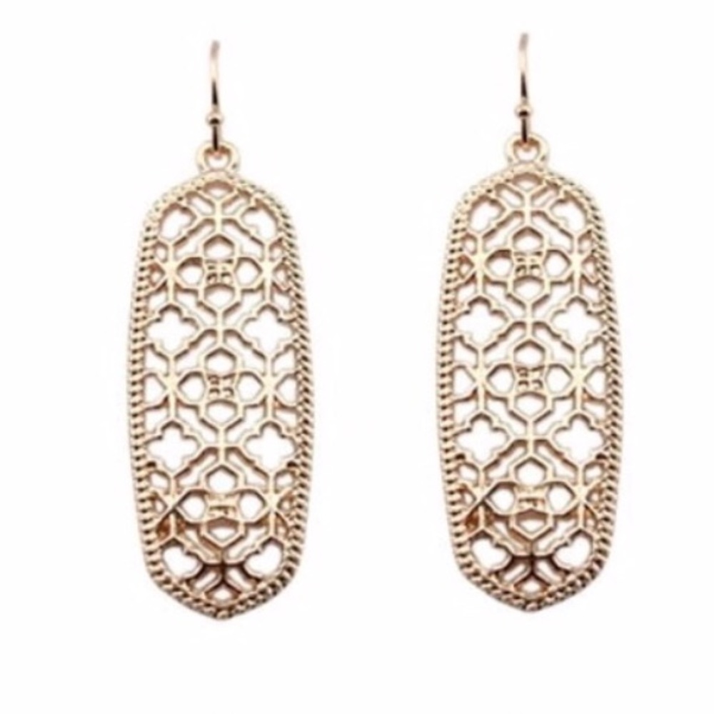 ❤️ Rose Gold Rectangle Filigree Earrings ❤️